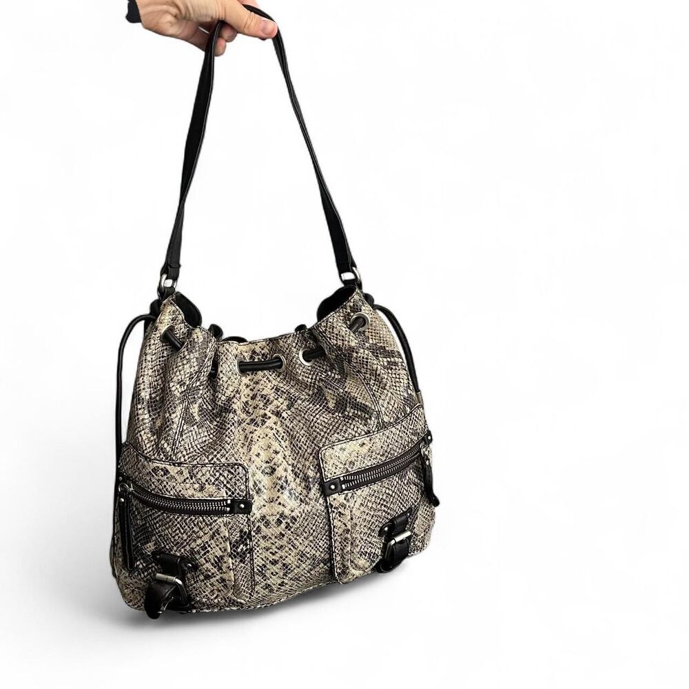 Banana Republic Snakeskin Print Drawstring Shoulder Bag